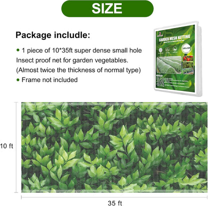Garden Netting, Jevrench Durable Ultra Fine Garden Netting, Garden Plant Cover Row Cover Makes Plants, Vegetables, Fruits, and Flowers Grow Better (10ft x 35ft)