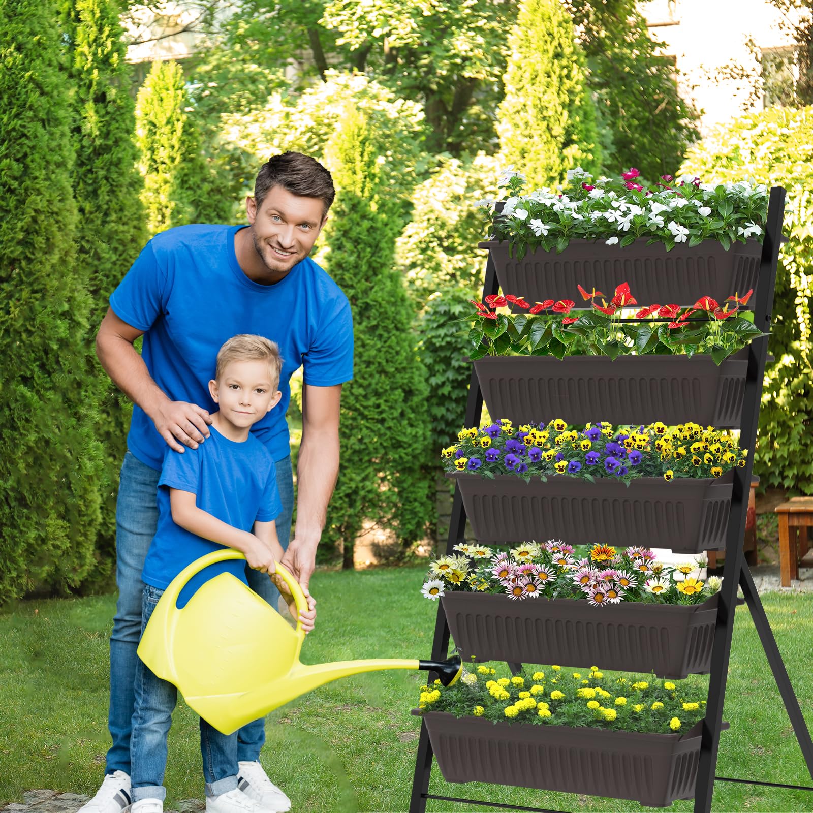 5-Tier Vertical Garden Planter,4.4Ft Planter Box with 5 Container Boxes