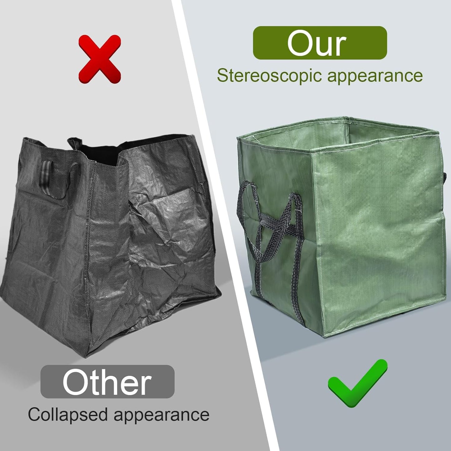 2-Pack 40 Gallons Reusable Yard Waste Bags, Upgrade Heavy Duty Foldable Garden Leaf Bag Lawn Bags Trash Bag Waste Container, Keep Upright (20.8" L × 20.8" W × 20.8" H)