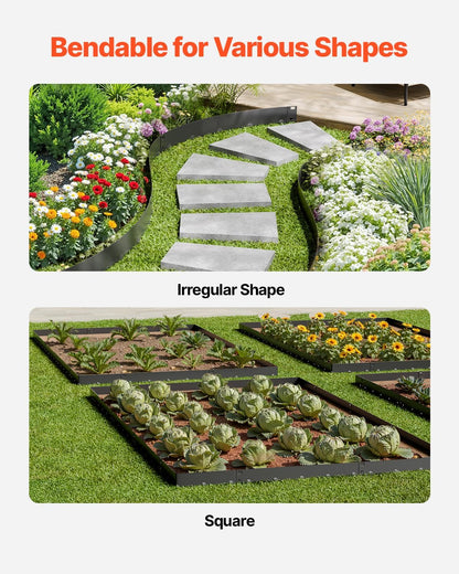 VEVOR Steel Landscape Edging, 5 Packs 39 x 3 in Rust-Resistant Metal Landscape Edging, Bendable Garden Edging Border, Heavy Duty Lawn Edging, Easy-to-Install, Flower Bed Yard Pathway Divider Black