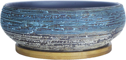 ARTKETTY Succulent Pots, 8 Inch Large Succulent Planters with Drainage Ceramic Bonsai Pot with Tray for Indoor Outdoor Plants Garden Decorative Cactus Flower Plant Container Bowl