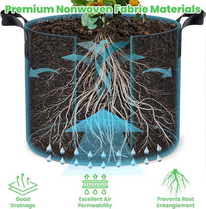 20-Pack 5 Gallon Plant Grow Bags: 280G Thickened Nonwoven Potato Grow Bags with Handles, Black Fabric Pots Felt Garden Bags, Gardening Supplies for Growing Vegetable Fruit Tomato Flowers Herbs