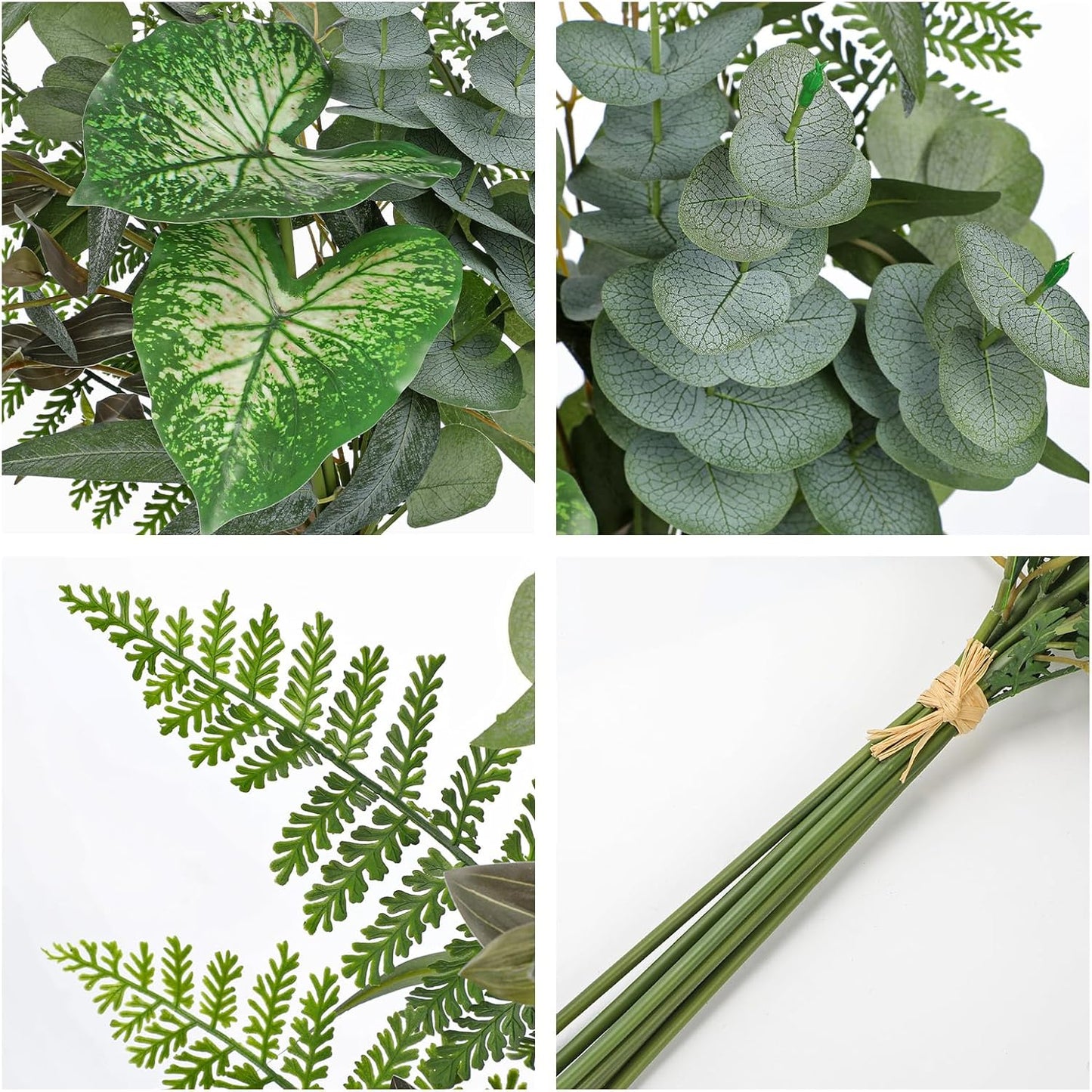 Artificial Greenery Stems Box Set, 5 Kinds Mixed Eucalyptus Leaves Silver Dollar Fern Monstera Leaf Faux Plants Bulk for DIY Bouquets Wedding Floral Arrangements Table Centerpieces Vase Decor