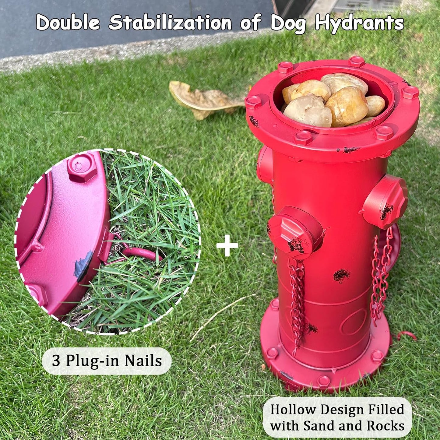 Fake Fire Hydrant for Dogs, 16.3" Red Metal Dog Pee Post with Stakes, Puppy Training Tool Indoor/Outdoor Garden Yard Statue