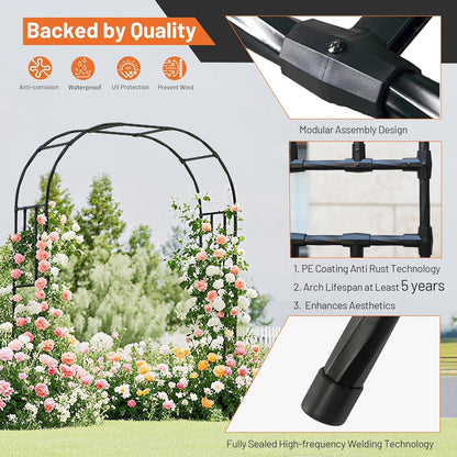 Garden Arch, 98.5’’x94.5’’ Arbor Trellis, Garden Arch Trellis for Climbing Plants Outdoor, Arbor for Flower, Climbing Vine Vegetable, Fruit and Lawn(Black)