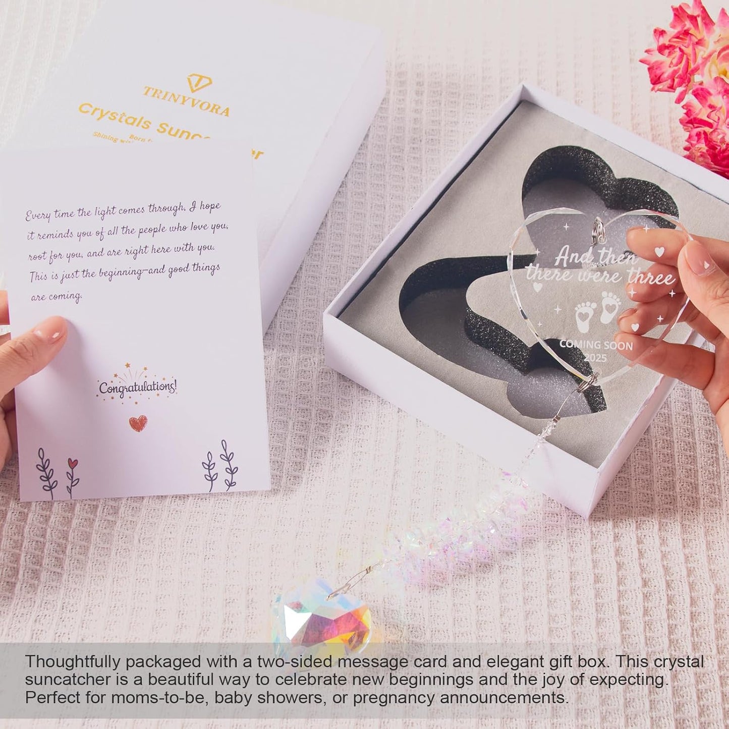 Gifts for Expecting Parents - Expecting Parents to Be Unique Gifts - Baby Pregnancy Announcement Gift Ideas for Husband, Family - Baby Crystal Suncatcher 2025 - Glass Pregnancy Announcement Suncatcher
