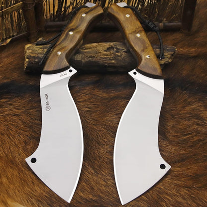 BA-KOR USA (Savior III) 8mmDC53 steel 35CM (14 ") full Tang fixed knife with leather sheath and (5.9 ") ceria ignition head, suitable for outdoor hunting, camping, clearing, adventure, fishing, EDC, BBQ (BA-K0d(8mm))