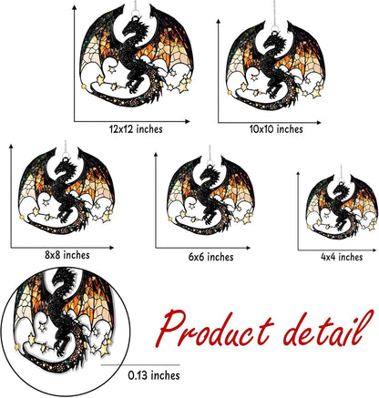 Fantasy Dragon Acrylic Suncatcher Stained Glass Effect Window Car Hanging Christmas Ornament Indoor Outdoor Decor Garden Sun Catcher Panel Gifts for Dragon Lover for Women Mom Grandma