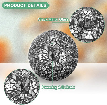 Decorative Ball for Bowls, 3 Inch Mosaic Glass Balls Decorative Glass Orbs for Home Decor/Dining Tables/Wedding Party/Coffee Table/Centerpiece Decor [Black]