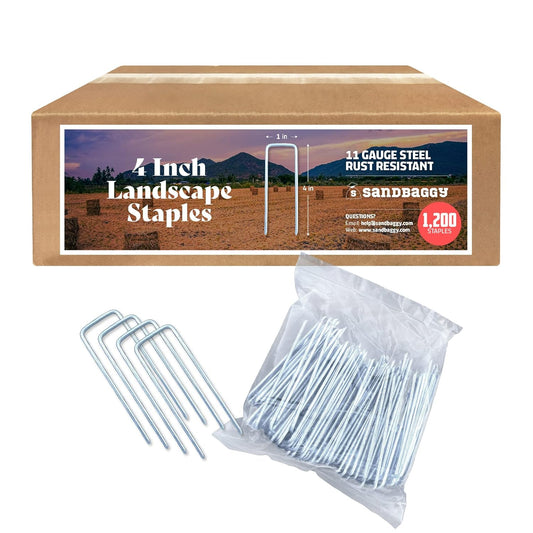 Sandbaggy 4 Inch Landscape Sod Staples | Great for Hard & Rocky Soil | Sharp Like a Knife | Tough 11 Gauge Rust-Resistant | Trusted by Farmers & Contractors Across USA (1200 Staples)