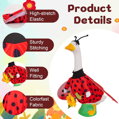JIAYAN Porch Goose Outfits Outdoor Decoration: 2Pcs Cute Red Ladybird Costume Set 23"/ 17" Lawn Goose Statue Clothes for Theme Party Garden Patio Yard