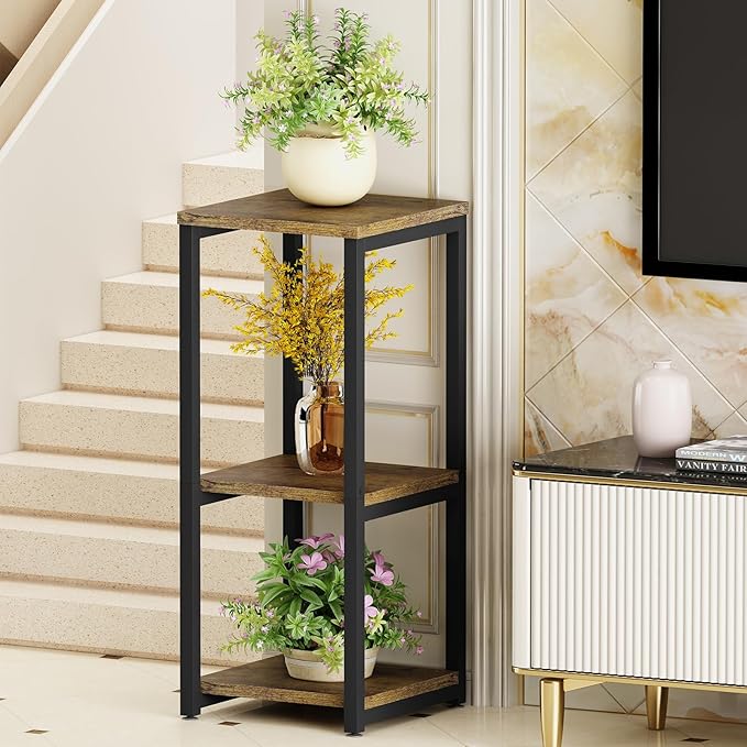 Plant Stand Indoor Corner Tall 3 Tier Metal Modern Flower Storage Plant Stands Holder for Living Room Balcony Garden,Black (3 Tier-Black)