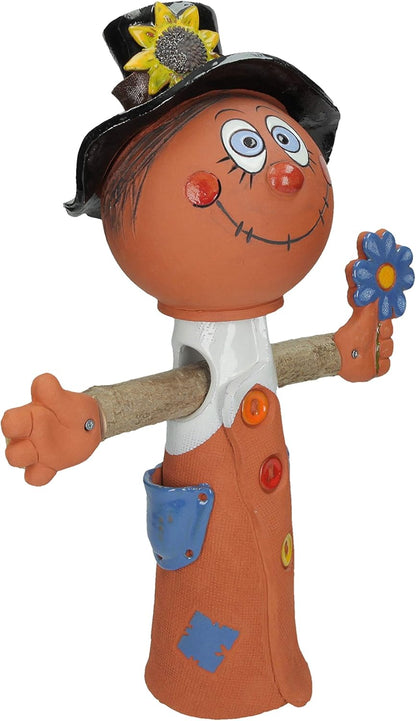 Ceramic Garden Decor - Scarecrow Lawn stake - Outdoor statue - Perfect, unique gifts for gardeners woman, men, yard gifts - Handmade, Frostproof