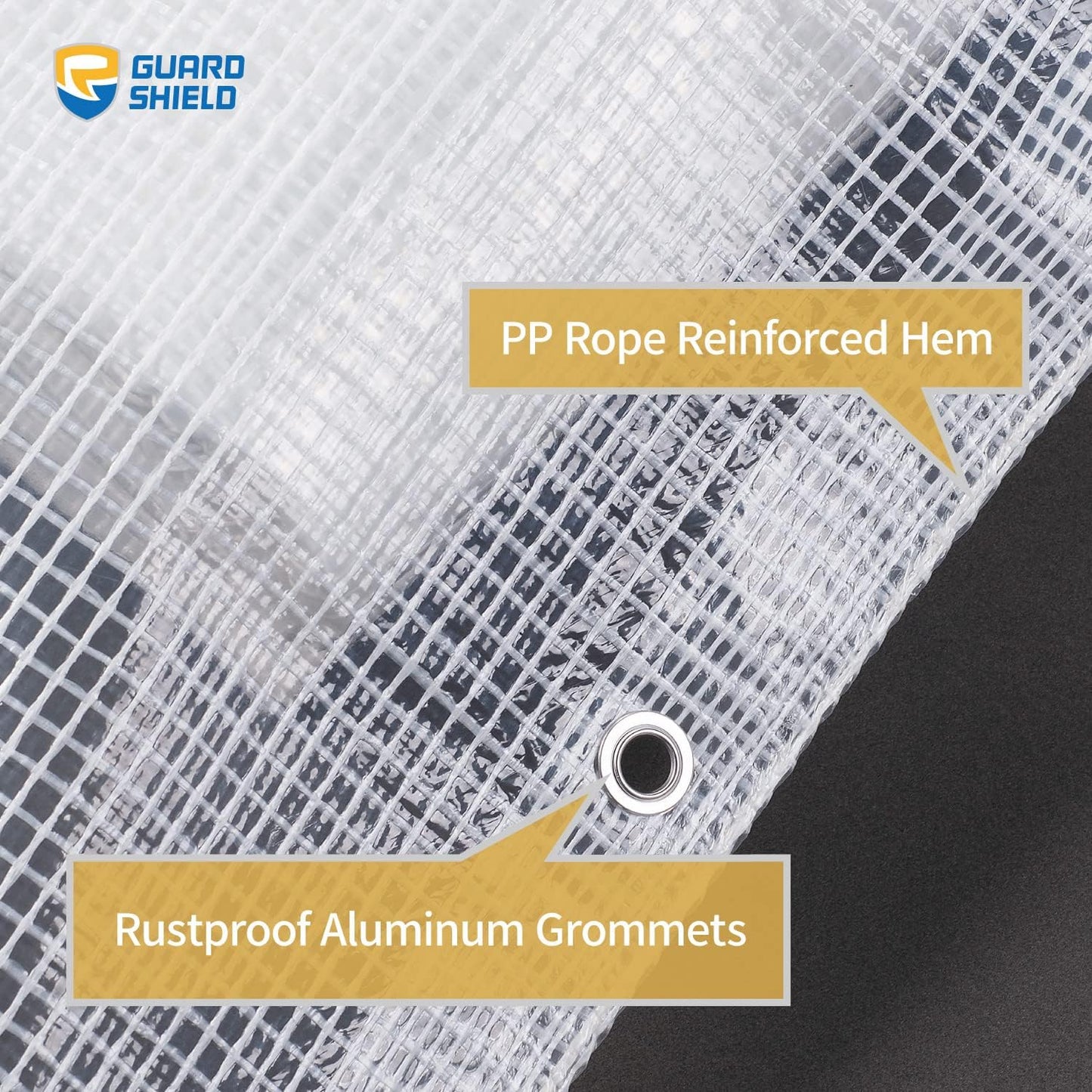 GUARD SHIELD Clear White Tarp Heavy Duty 10x10 Feet Waterproof for Greenhouse Outdoor Garden Poly Cover UV Resistant 3x3 Weave 10mil