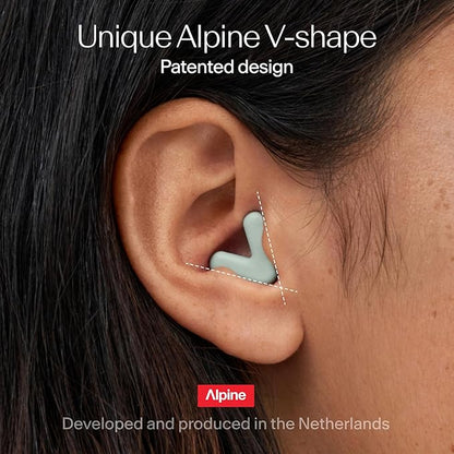 Alpine Silence Earplugs for Sleep, Focus & Travel - V-Shape Snug Fit & Soft Oval Tips – 4 Sizes