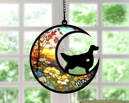 Personalized Dog Memorial, Custom Name English Setter Dog Christmas Ornament with Name, Custom Breeds, Pet Loss Light Catcher, Gifts for Lovers Loss of Pet Sympathy on Mothers Day Christmas