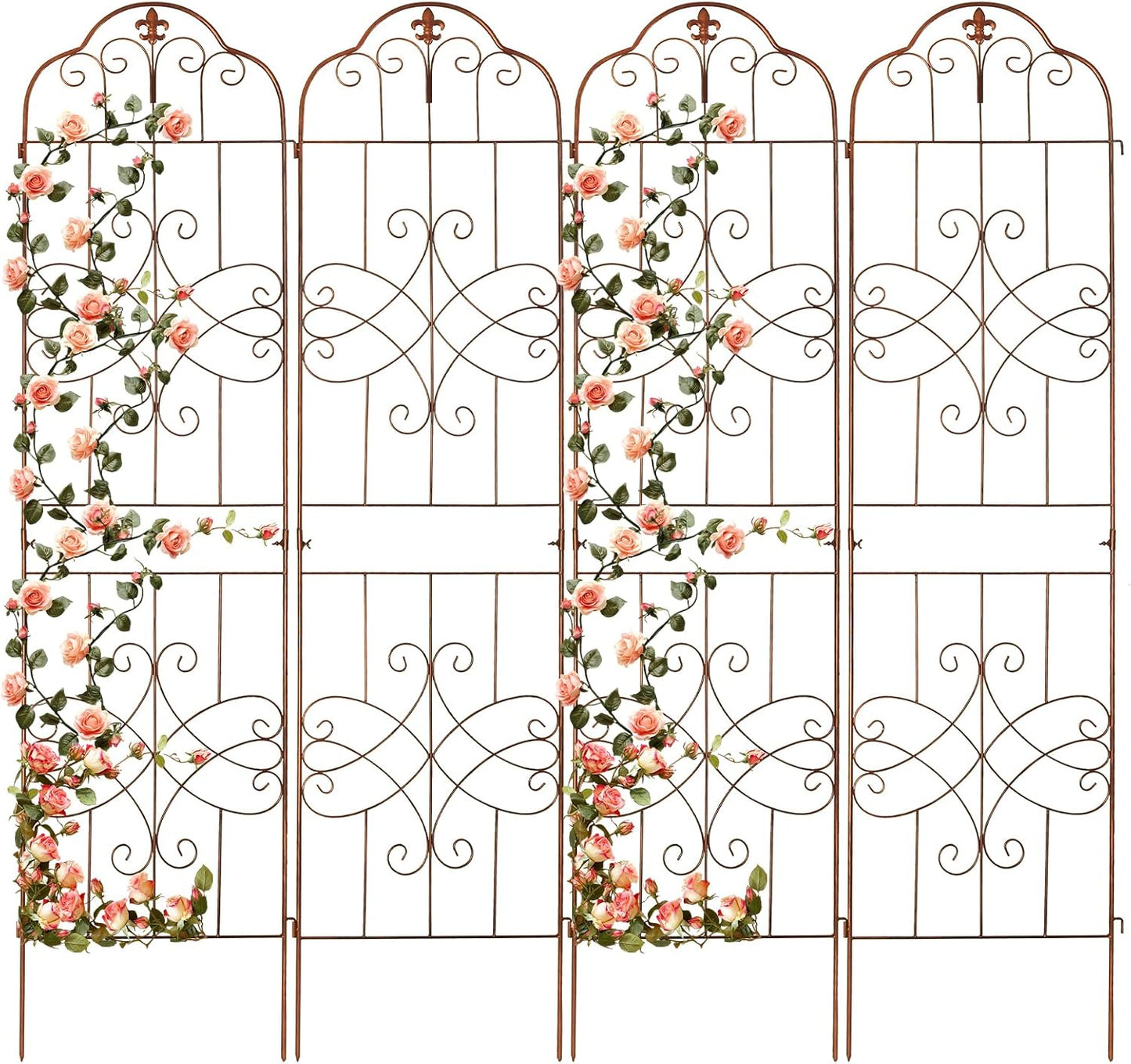 hogardeck 4 Packs 84 * 19 inch Metal Garden Trellis for Climbing Plants Outdoor,Heavy Duty,Coating Rustproof Trellis for Rose, Vegetable, Flowers, Expandable,Perfect for Training Climbing Plants