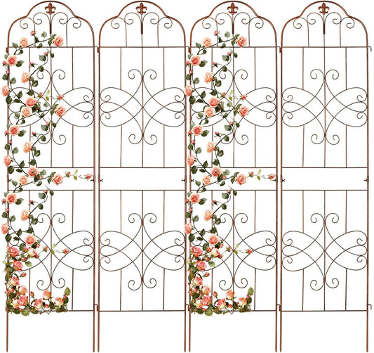 hogardeck 4 Packs 84 * 19 inch Metal Garden Trellis for Climbing Plants Outdoor,Heavy Duty,Coating Rustproof Trellis for Rose, Vegetable, Flowers, Expandable,Perfect for Training Climbing Plants