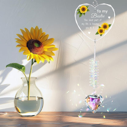 Bestie Gifts,Crystal Suncatcher Gifts for Bestie Birthday,Sisters Gifts from Sister, Best Friend Woman Window Hangings Home Decoration