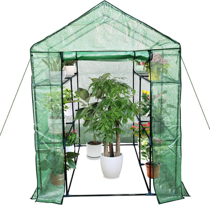 Greenhouse for Outdoors,Walk in 3-Tier 6 Shelves Green House w/ Roll-Up Zippered Door Anchors and Ropes,Waterproof & UV Protected Plant Garden Hot House for Garden Patio Backyard,57 x 57 x 76''