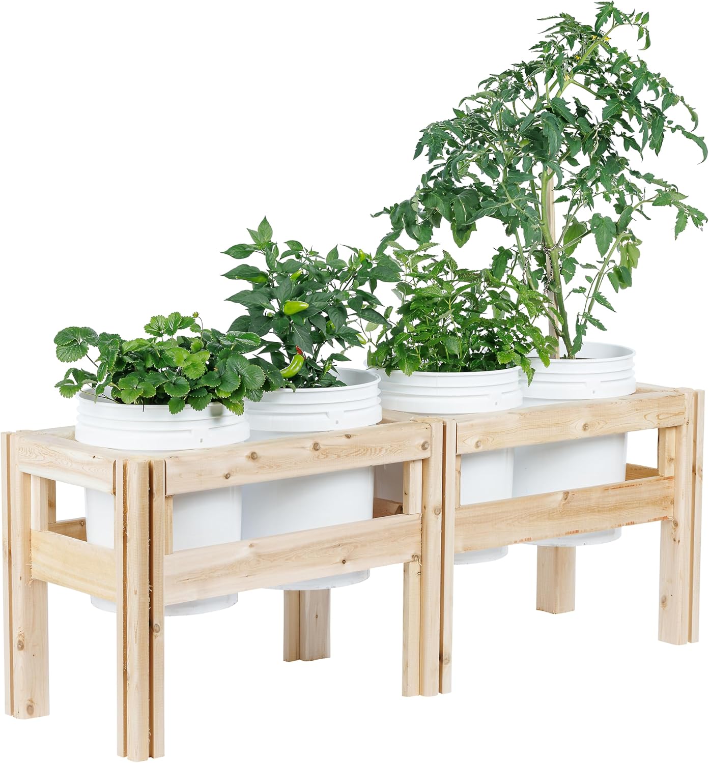 Greenes Fence Four Bucket Elevated Cedar Wood Garden Frame, 54 in. x 16 in. x 20 in. - Made in USA with North American Cedar