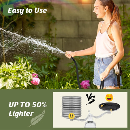 Non-Expanding Garden Hose 50FT, Lightweight & DurableWater Hose, No-Kink, Tough & Flexible Hose, Crush-Proof for Yard, Lawn, Outdoor, Car Wash, Marine and Camper