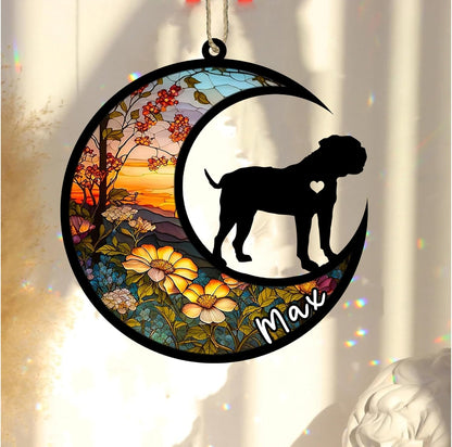 Personalized Dog Memorial, Custom Name American Bulldog Dog Christmas Ornament with Name, Custom Breeds, Pet Loss Light Catcher, Gifts for Lovers Loss of Pet Sympathy on Mothers Day Christmas