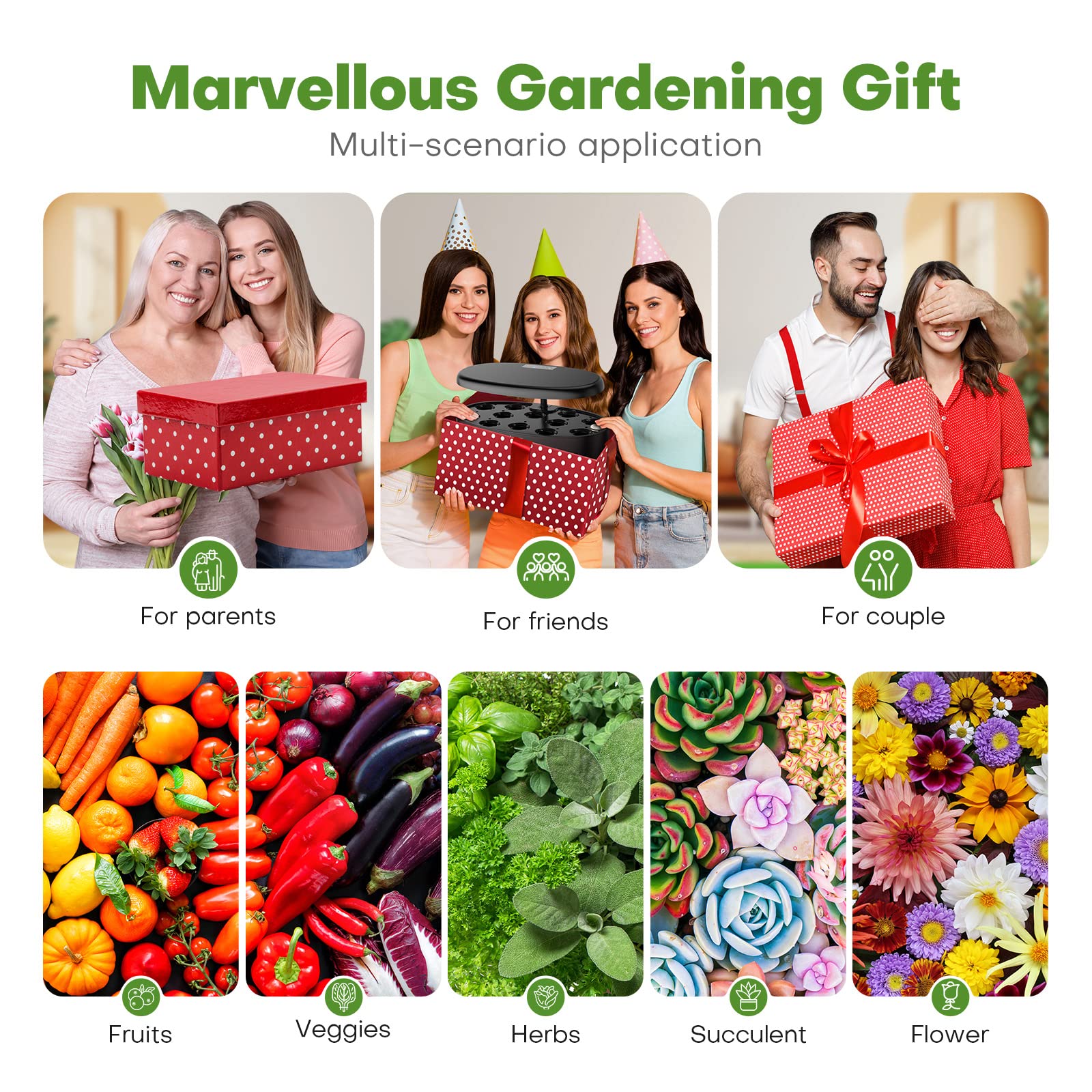 Ahopegarden Hydroponics Growing System: 12 Pods Indoor Herb Garden with LED