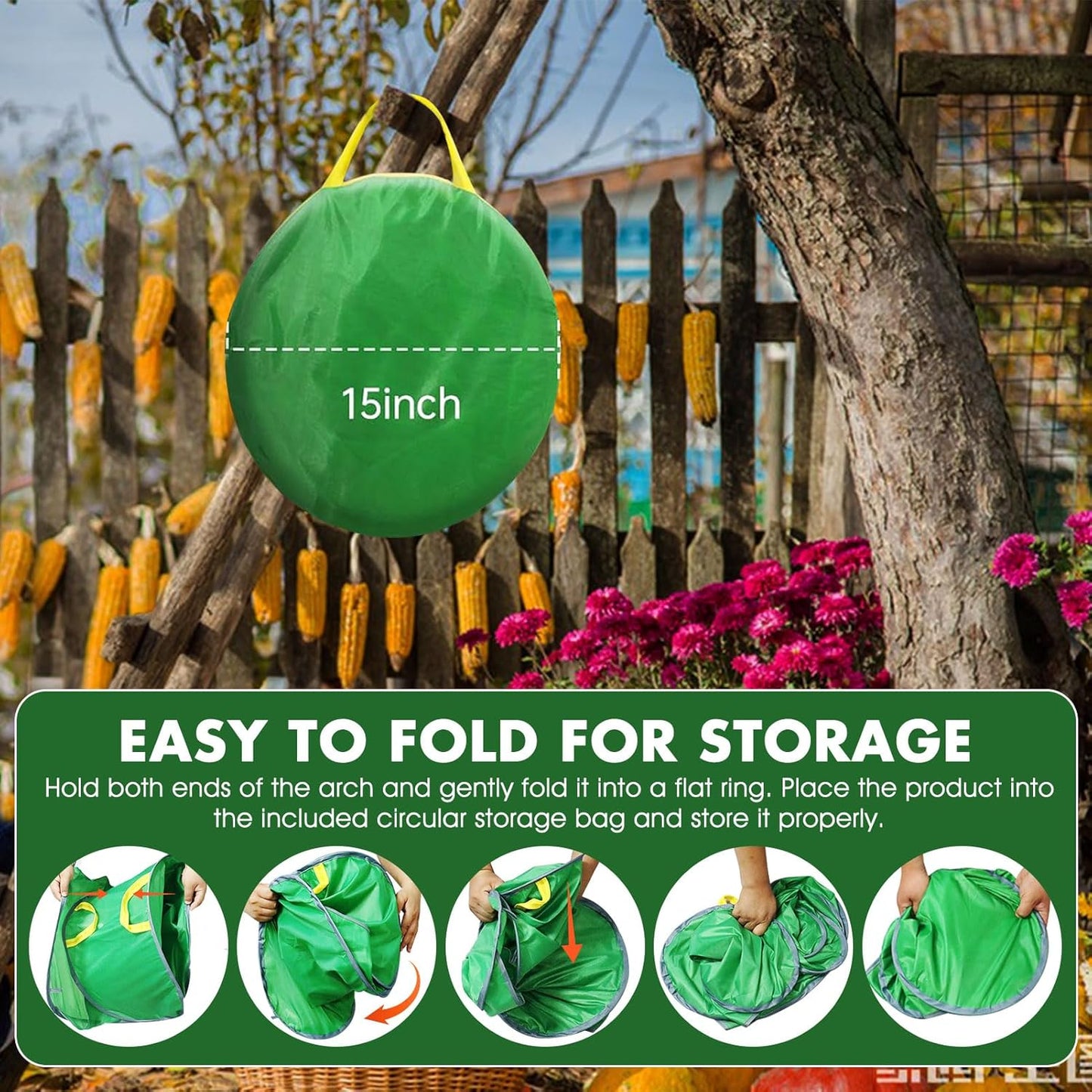 Leaf Collector with Extension Lawn Bags,Portable Pop Up Leaf Bag,Thickened Leafs Scoops,Reusable Yard Garden Bags for Leaves and Trash (1 Pack)