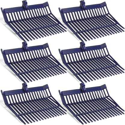 Lasnten 6 Pcs Manure Fork Replacement Head, 18 Tines Pitchfork Head with Screws and Nuts, Horse Manure Rake for Picking up Grass and Hay (Navy)