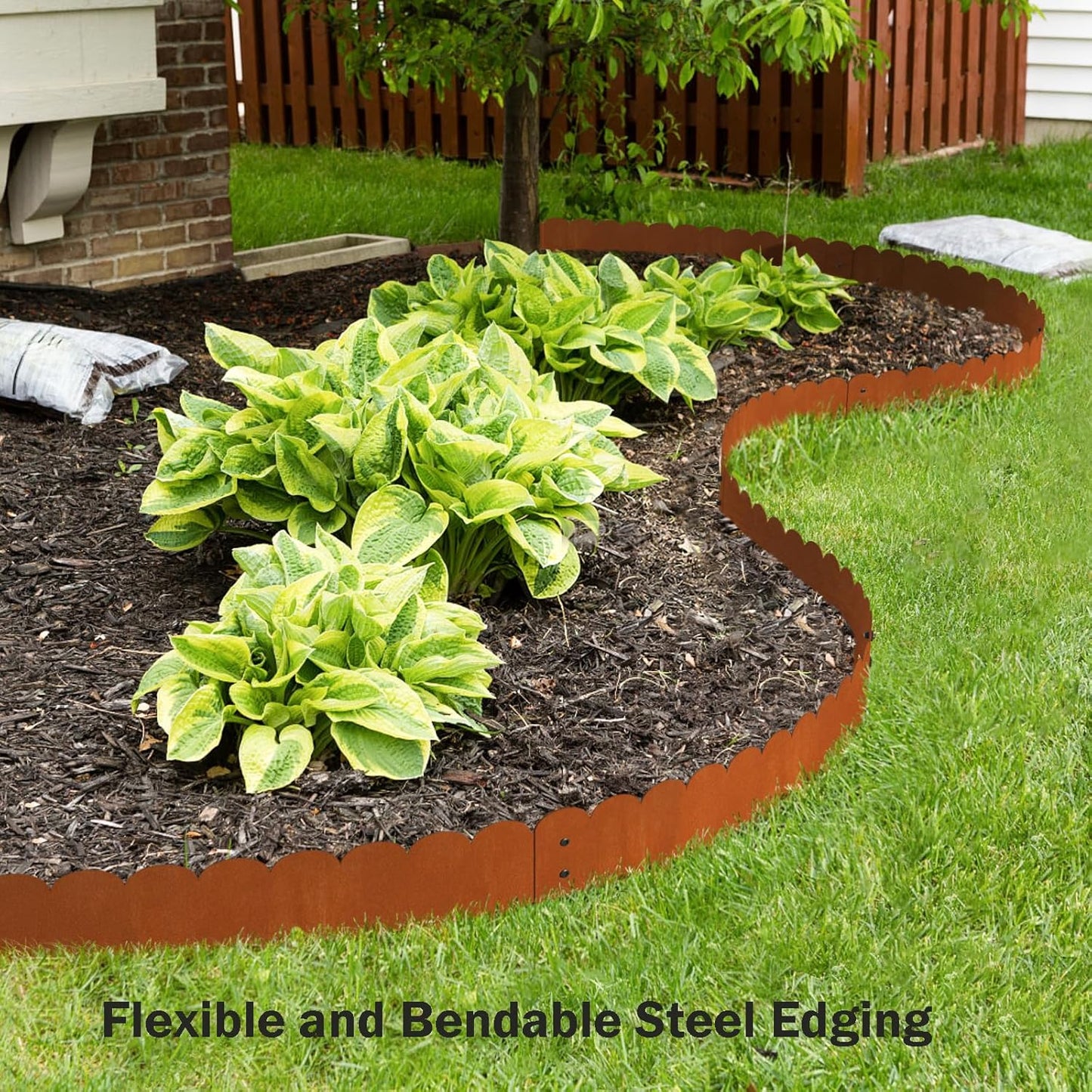 Cor Ten Steel Landscape Edging 6 Inch Tall X L 40 Inch, Rustic Bendable Metal Edging for Landscaping, Garden, Lawn, Flower Beds, Yard| DIY Rust-Resistant Scalloped Garden Border(Total 20ft.)
