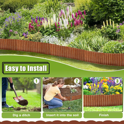 Corrugated Metal Garden Edging 12inch x 20ft, Landscape Edging Border, Flower Bed Edging Borders, Galvanized Edging Long Strips Yard Border for Lawn Edging Borders, Plants, Walkways (Rusty Red)