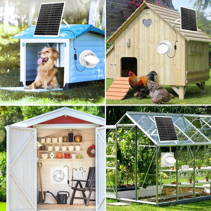Auzev Solar Exhaust Fan with 12000mAH Battery, 22W Solar Powered Fan for Greenhouse Circulation, Chicken Coop, Shed, barn, Outside, Outdoor Waterproof with 14.7Ft Cable, 9.8"
