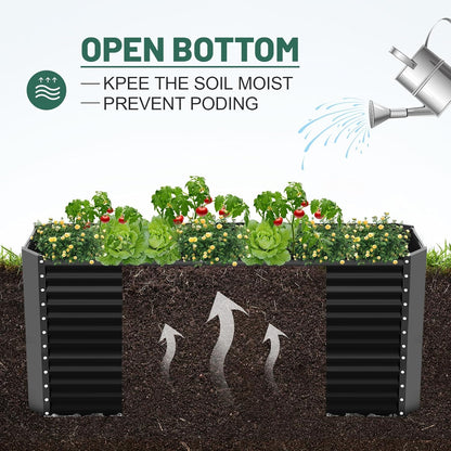 Land Guard 6x3x3ft Rectangular Galvanized Raised Garden Beds, Large-Capacity Metal Planter Box Outdoor, Durable Deep Raised Garden Bed 3ft Tall, Raised Beds for Gardening Vegetables, Dark Grey