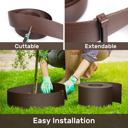 AGTEK 78FT Plastic Landscape Edging Coil Kit, 4 inch High Terrace Board Garden Edging Border with 24 Stakes