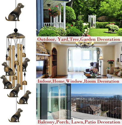 Bronze Dogs Wind Chimes Decor, Mobile Blessing Wind Bells Decorate, Sympathy Wind Catcher, Memorial Gifts for Mom,Grandma,Woman (Housewarming/Outside/Indoor/Home/Room/Porch/Yard/Garden Decoration)