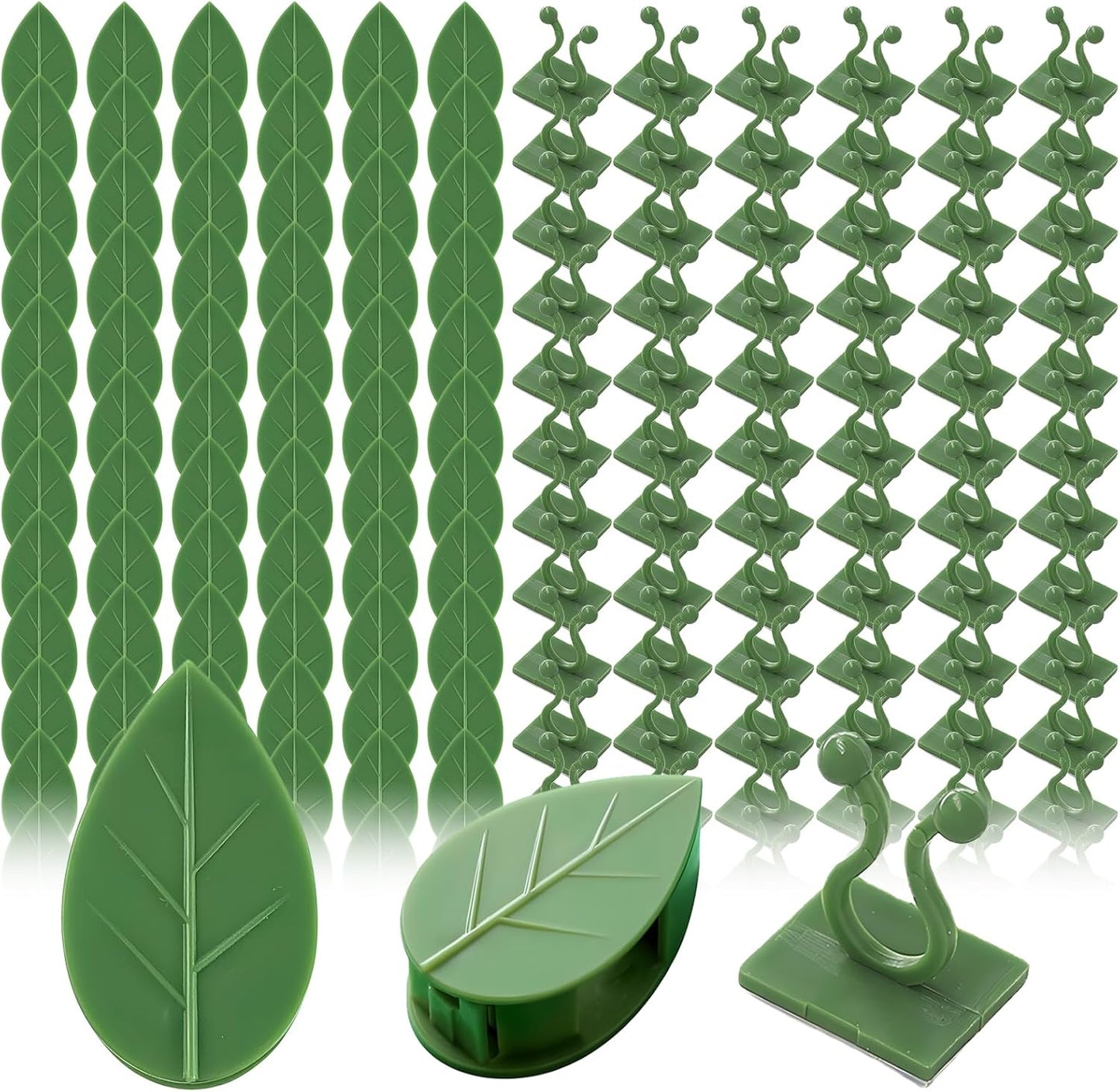 200 PCS Plant Climbing Wall Fixture Clips, Strong Self-Adhesive Plant Climbing Wall Fixture Clips Invisible Plant Vine Wall Clips for Indoor Outdoor Garden Green Leaf Decoration Wire Fixing