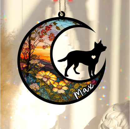 Personalized Dog Memorial, Custom Name Australian Cattle Heeler Dog Christmas Ornament, Custom Breeds, Pet Loss Light Catcher, Gifts for Lovers Loss of Pet Sympathy on Mothers Day Christmas