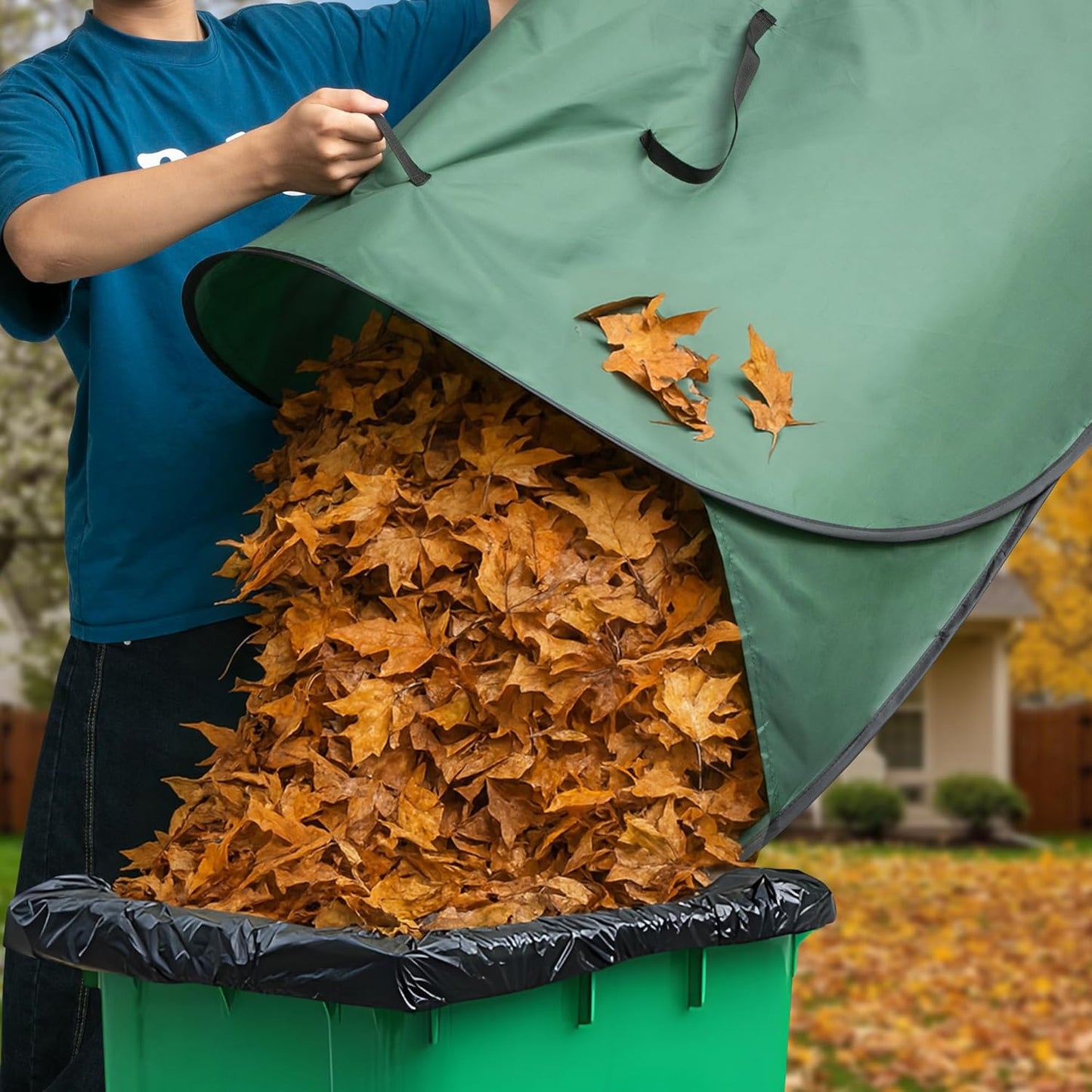 150 Gallon Foldable Pop Up Leaf Collector, Leaves Pickup and Loader Bag, Lawn Portable Leaf Bags for Cleaning Up Garden Weeds Branches Waste Trash