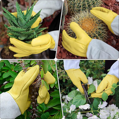 Rose Pruning Gloves for Men/Women, Long Gardening Gloves Thorn Proof, Cactus Glove, Goatskin Leather Planting Gauntlet Garden Working Glove, Gardening Gifts for Gardeners (Small)