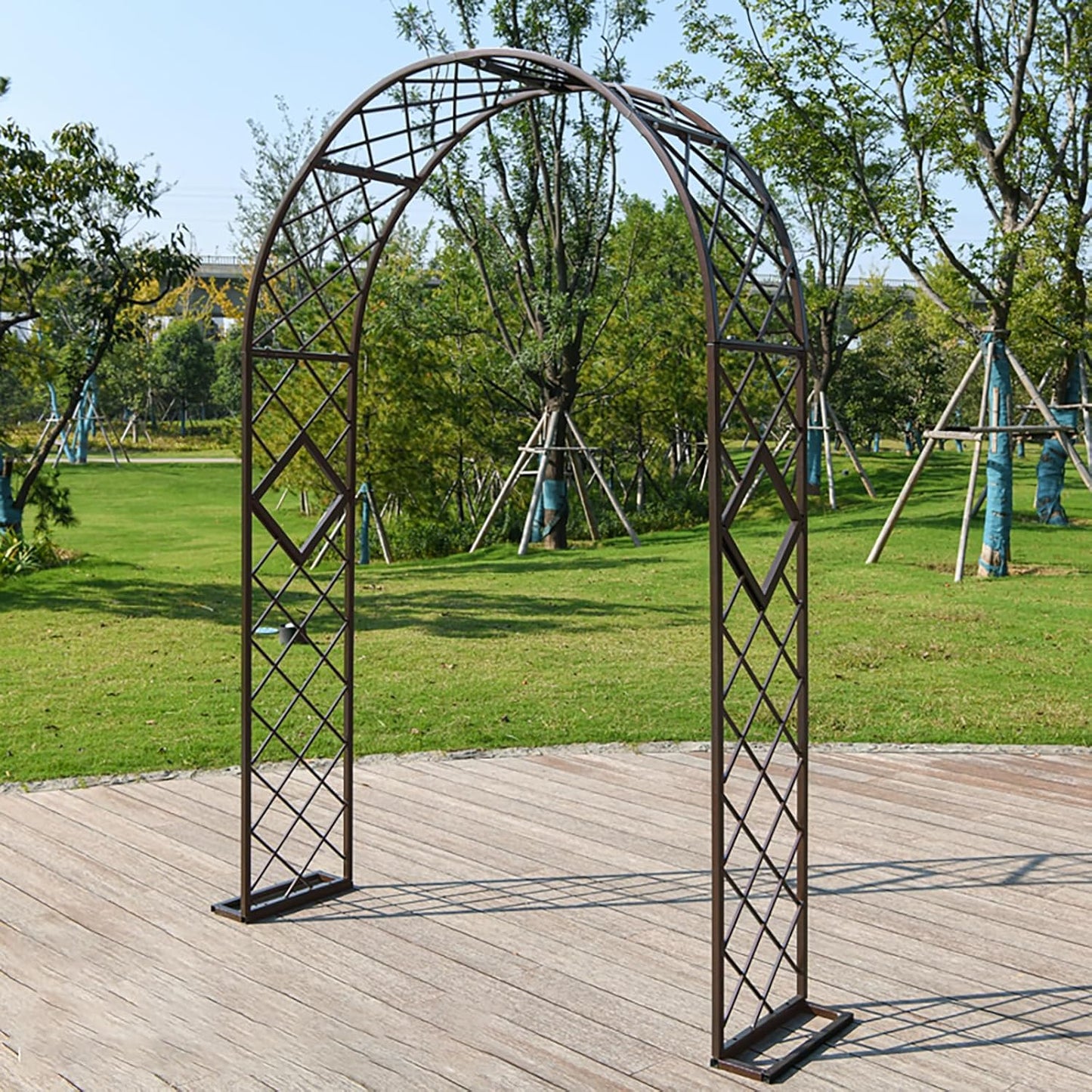 Heavy Duty Garden Arch Trellis, Wide Outdoor Metal Arbor Trellis Arch for Climbing Plants, Sturdy Garden Arbors for Wedding, Ceremony, Party, Lawn Décor Brown 70.9''*15.7''*90.6''