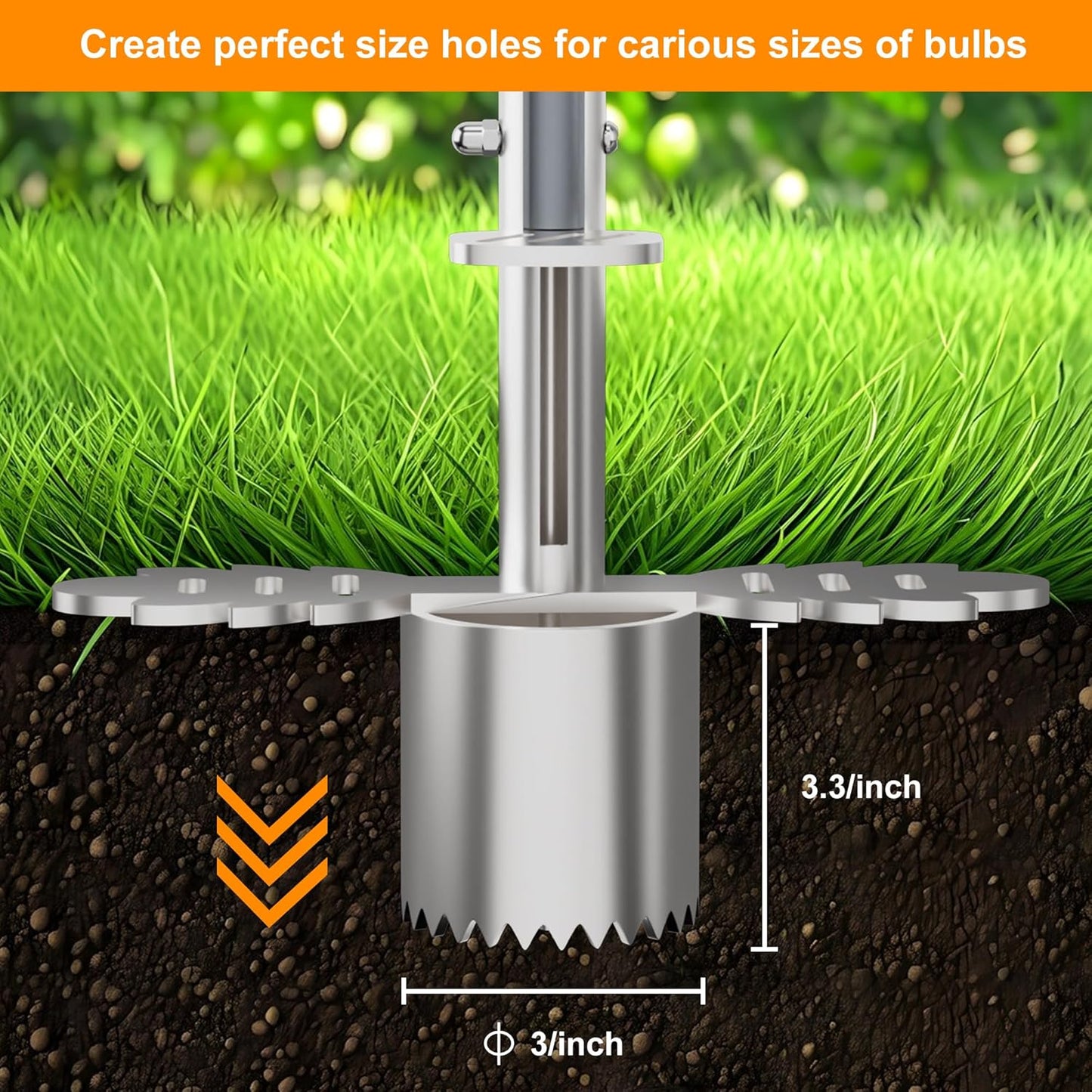 Sod Plugger Tool, Bulb Planter Tool with Stainless Steel Sharp Serrations, Grass Plugger Tool and Turf Cutter with Anti-slip pedal – Garden Tools and Yard Tools for Zoysia, Bermuda and More Plants