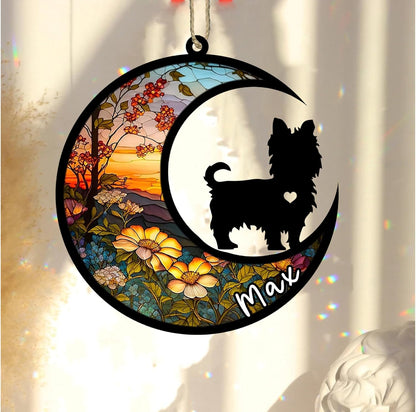 Personalized Dog Memorial, Custom Name Yorkshire Terrier Dog Christmas Ornament with Name, Custom Breeds, Pet Loss Light Catcher, Gifts for Lovers Loss of Pet Sympathy on Mothers Day Christmas