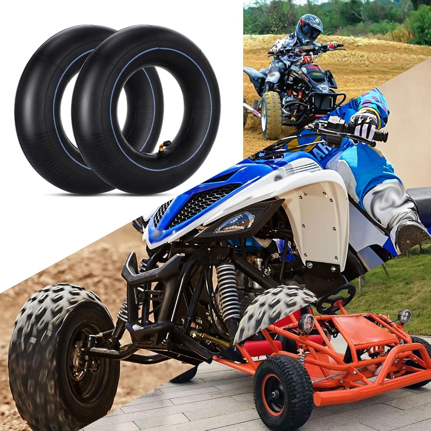 RUTU 4.00-6 Tube 4.10/3.50-6 Heavy Duty Inner Tube with TR87 Bent Valve Stem Replacement for Go Kart Wheelbarrow ATV Lawn Mower Hand Truck Snow Blowers Gorilla Cart 2 Pack