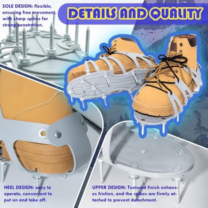 Lawn Aerator Shoes with Spiked Design &Adjustable Wrap Around Lacing,Gardening Tools,Grass Aeration Spikes Tools,Grey