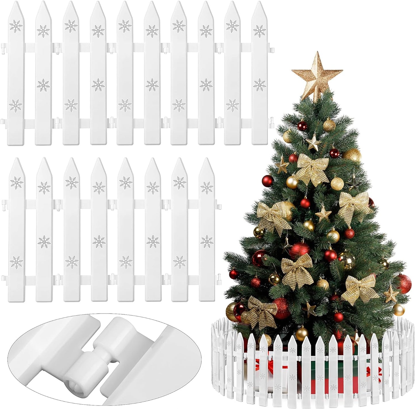 Aodaer 30 Pieces Christmas Tree Fences Plastic Picket Fence 12 Inch Christmas Fence Border Tree Barrier for Christmas Party Wedding Garden Home Fence Decoration, White