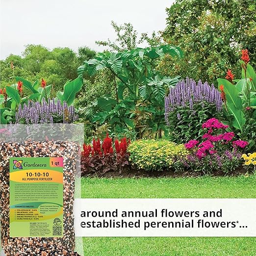 Premium All-Purpose Fertilizer 10-10-10 - Fertilizer for Vegetable Garden & Flowerbed Roses & Large Shrubs and Fruit Trees - 3 Quart