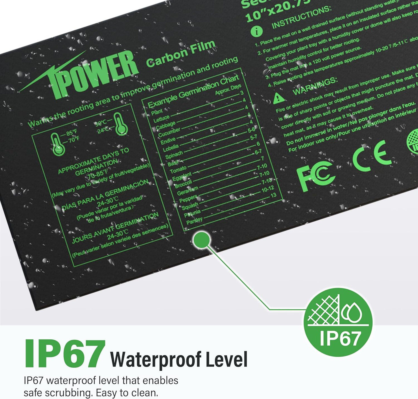 iPower Seedling Heat Mat for Plants with Dual Digital Temperature Controller, 10" x 20.75", Black