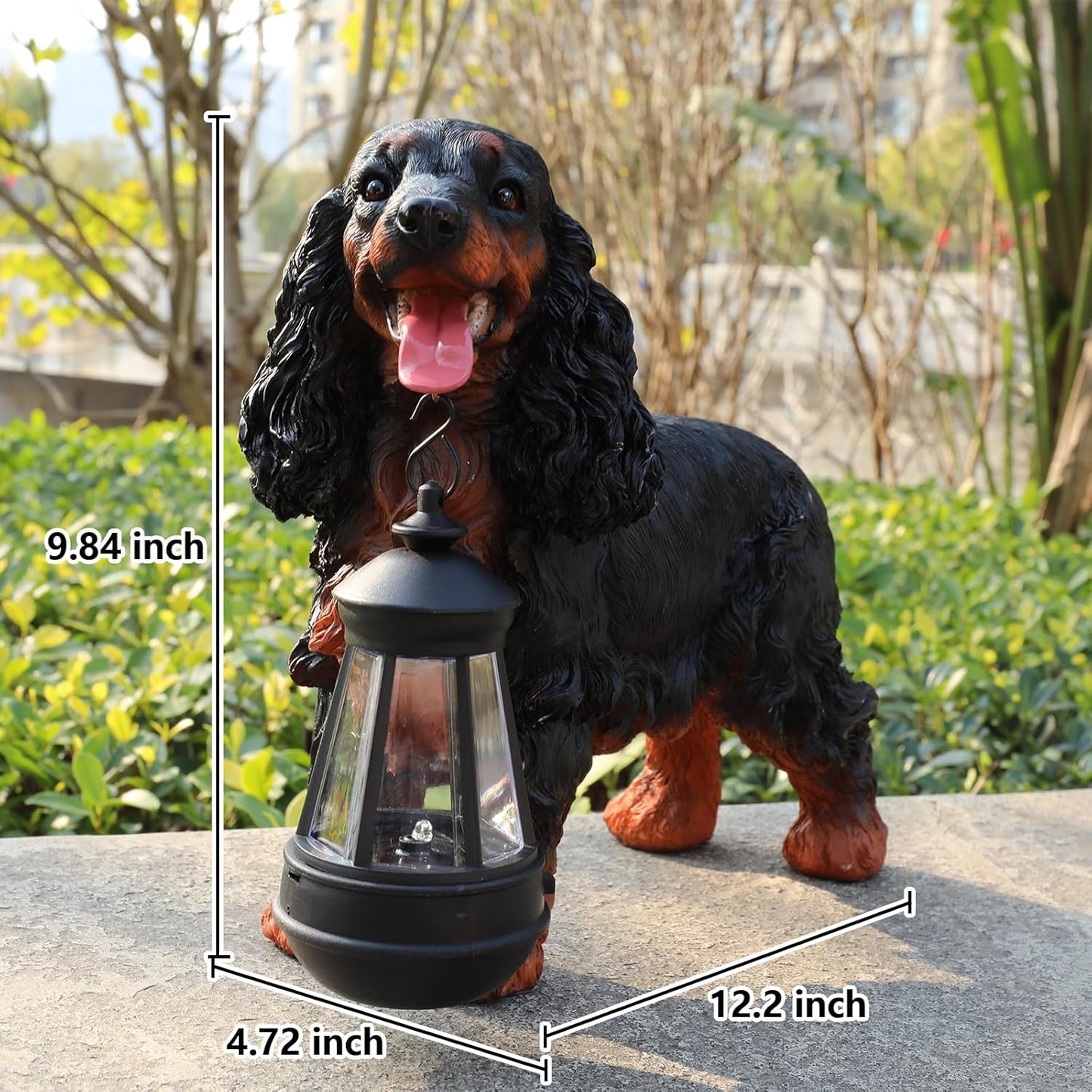 Garden Dog Statues Outdoor Decor, Solar Lights Outdoor Cocker Spaniel Figurine Garden Decorations Solar Dog Ornaments for Patio, Lawn, Yard Art Decoration, Housewarming Gifts