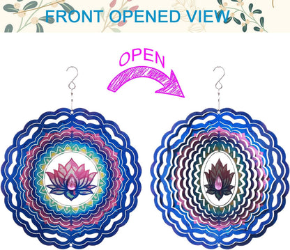 SPRING SONG Mandala Lotus Kinetic Wind Spinner for Yard and Garden Stainless Steel Spinner Indoor and Outdoor Hanging Decor Crafts Ornaments Kinetic Art Spinner Hanging Wind Spinners Decor Gifts